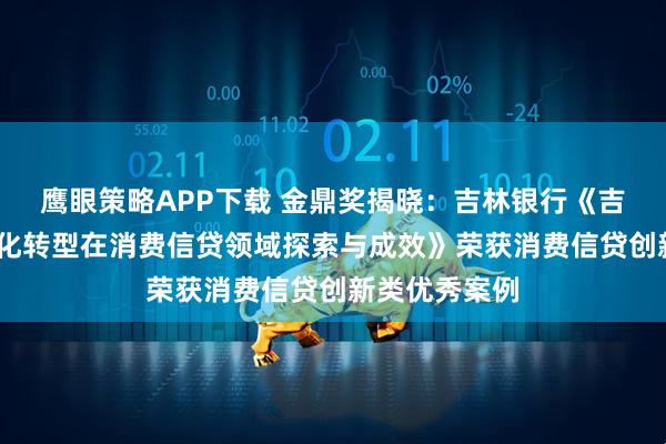 鹰眼策略APP下载 金鼎奖揭晓：吉林银行《吉人贷——数字化转型在消费信贷领域探索与成效》荣获消费信贷创新类优秀案例